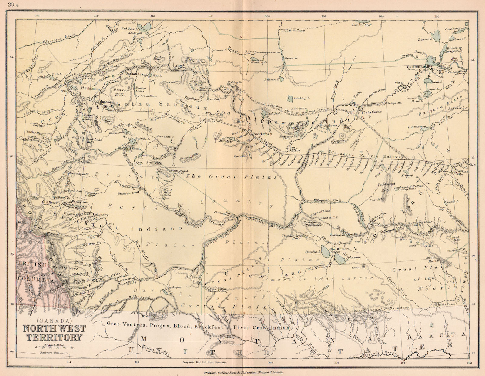 ALBERTA SASKATCHEWAN. Indian tribes & 'Buffalo country'. BARTHOLOMEW 1878 map